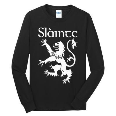 Slainte Cheers In Scots Gaelic Scottish Lion Rampant Tall Long Sleeve T-Shirt