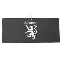 Slainte Cheers In Scots Gaelic Scottish Lion Rampant Large Microfiber Waffle Golf Towel