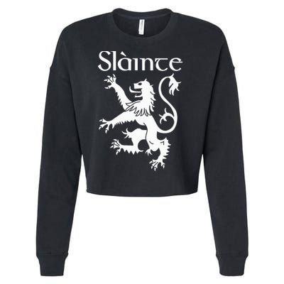 Slainte Cheers In Scots Gaelic Scottish Lion Rampant Cropped Pullover Crew