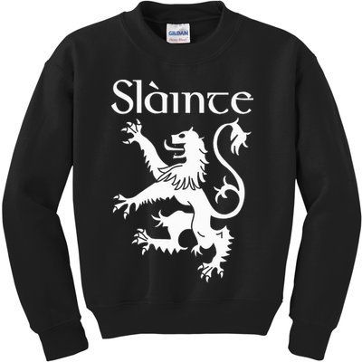 Slainte Cheers In Scots Gaelic Scottish Lion Rampant Kids Sweatshirt