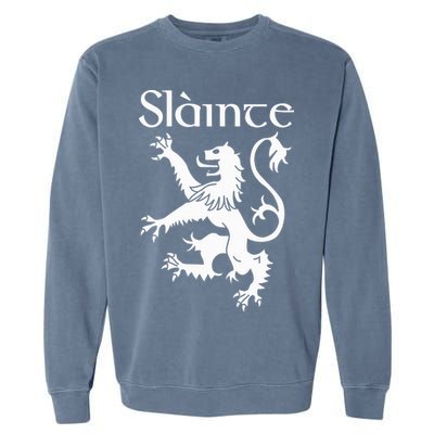 Slainte Cheers In Scots Gaelic Scottish Lion Rampant Garment-Dyed Sweatshirt