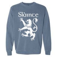 Slainte Cheers In Scots Gaelic Scottish Lion Rampant Garment-Dyed Sweatshirt