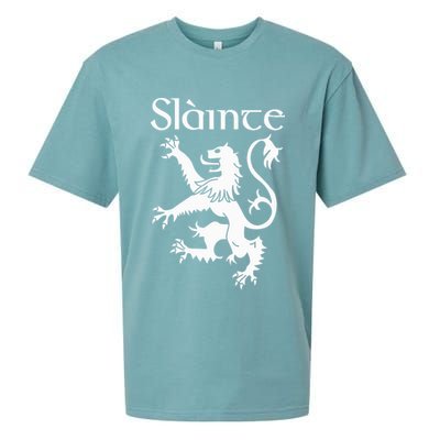 Slainte Cheers In Scots Gaelic Scottish Lion Rampant Sueded Cloud Jersey T-Shirt