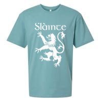 Slainte Cheers In Scots Gaelic Scottish Lion Rampant Sueded Cloud Jersey T-Shirt
