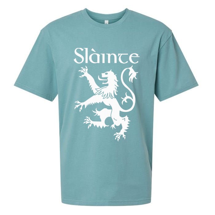 Slainte Cheers In Scots Gaelic Scottish Lion Rampant Sueded Cloud Jersey T-Shirt
