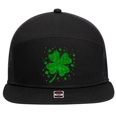 Sparkle Clover Irish For St Patricks & Pattys Day 7 Panel Mesh Trucker Snapback Hat