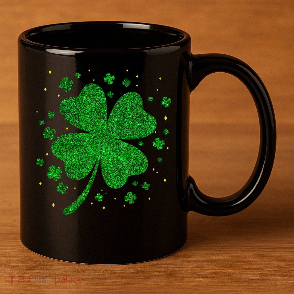 Sparkle Clover Irish For St Patricks & Pattys Day 11oz C Handle Ceramic Mug