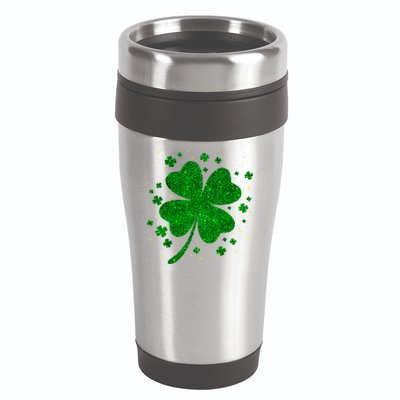 Sparkle Clover Irish For St Patricks & Pattys Day 16oz Travel Tumbler