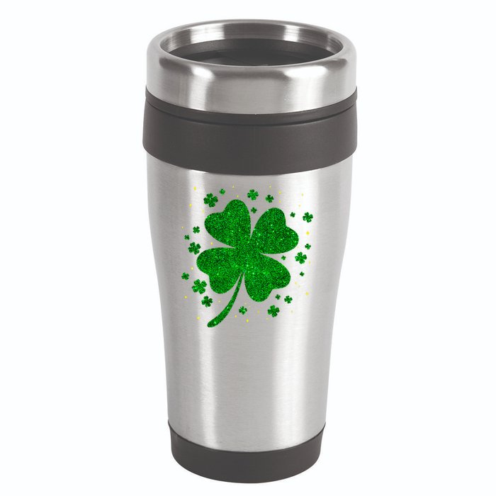 Sparkle Clover Irish For St Patricks & Pattys Day 16oz Travel Tumbler