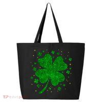 Sparkle Clover Irish For St Patricks & Pattys Day 25L Jumbo Tote