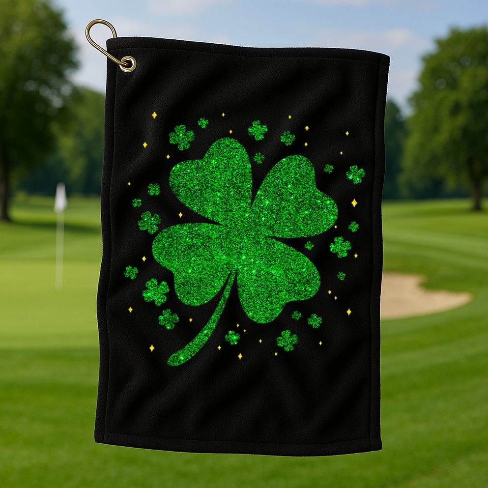 Sparkle Clover Irish For St Patricks & Pattys Day Golf Towel