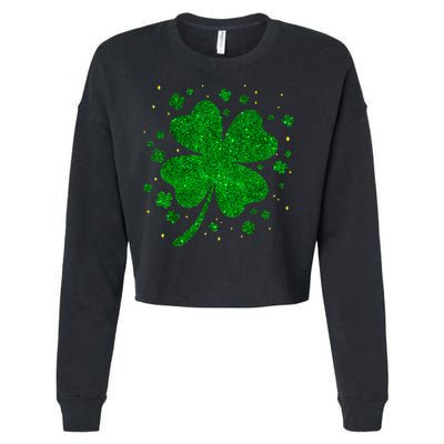 Sparkle Clover Irish For St Patricks & Pattys Day Cropped Pullover Crew