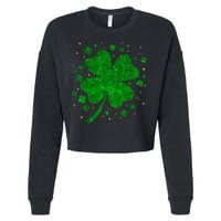 Sparkle Clover Irish For St Patricks & Pattys Day Cropped Pullover Crew