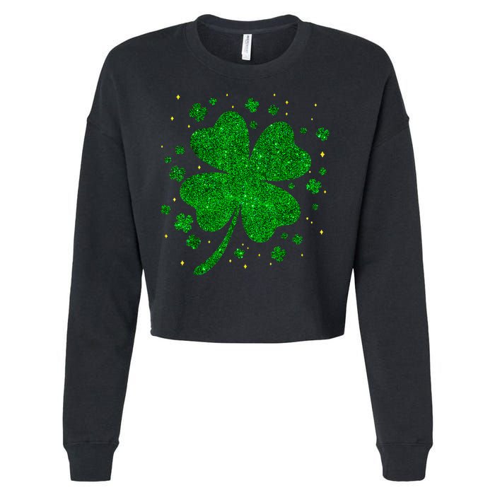 Sparkle Clover Irish For St Patricks & Pattys Day Cropped Pullover Crew