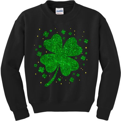 Sparkle Clover Irish For St Patricks & Pattys Day Kids Sweatshirt
