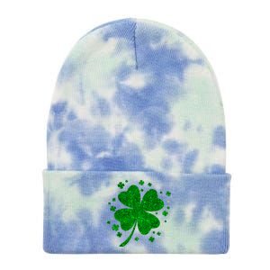 Sparkle Clover Irish For St Patricks & Pattys Day Tie Dye 12in Knit Beanie