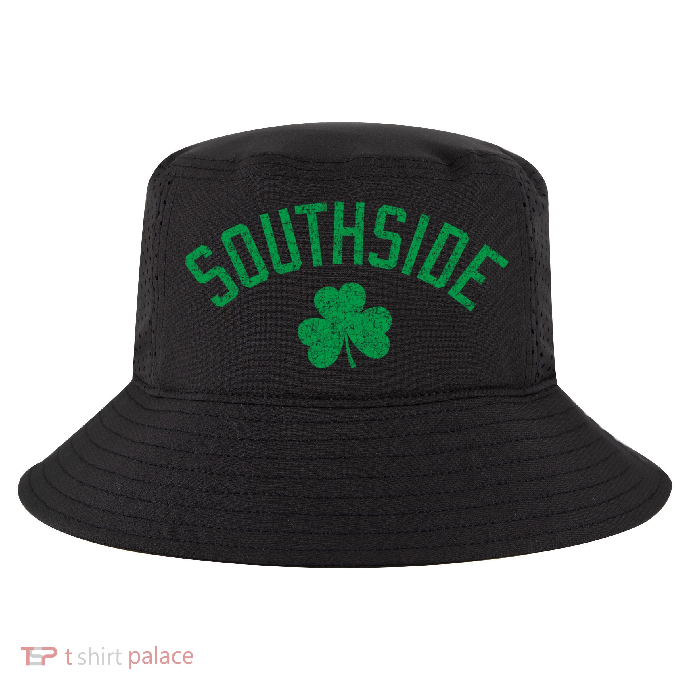 Southside Chicago Irish Shamrock Distressed Green Print Funny Gift Cool Comfort Performance Bucket Hat