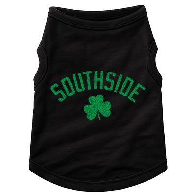 Southside Chicago Irish Shamrock Distressed Green Print Funny Gift Doggie Tank
