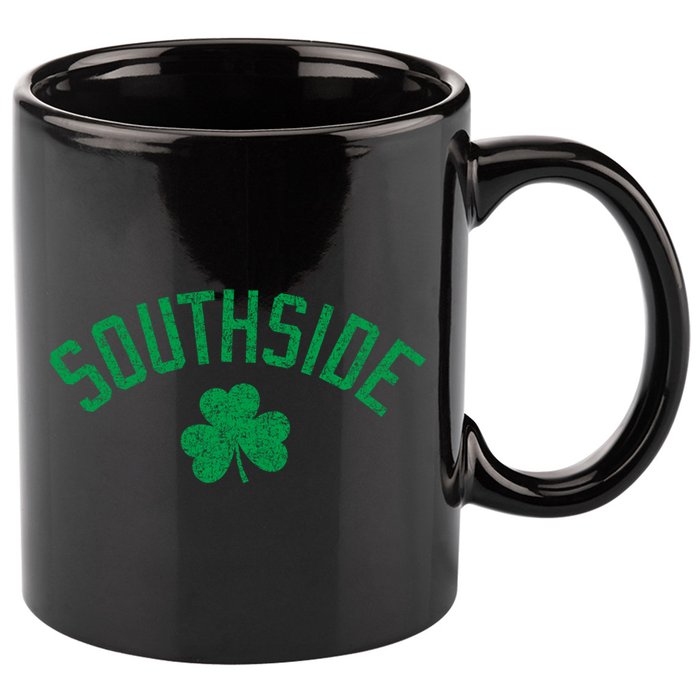 Southside Chicago Irish Shamrock Distressed Green Print Funny Gift 11oz C Handle Ceramic Mug