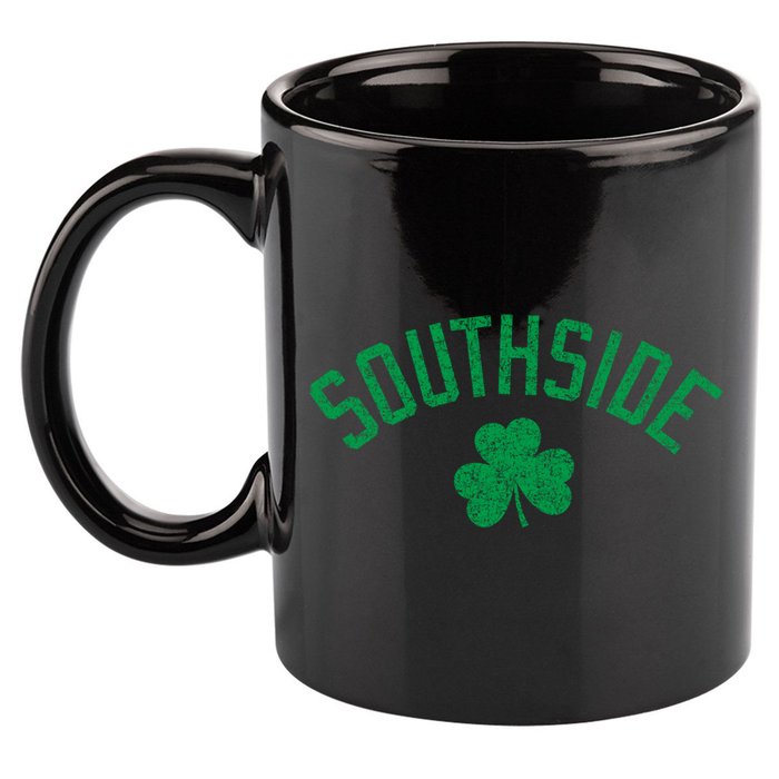 Southside Chicago Irish Shamrock Distressed Green Print Funny Gift 11oz C Handle Ceramic Mug
