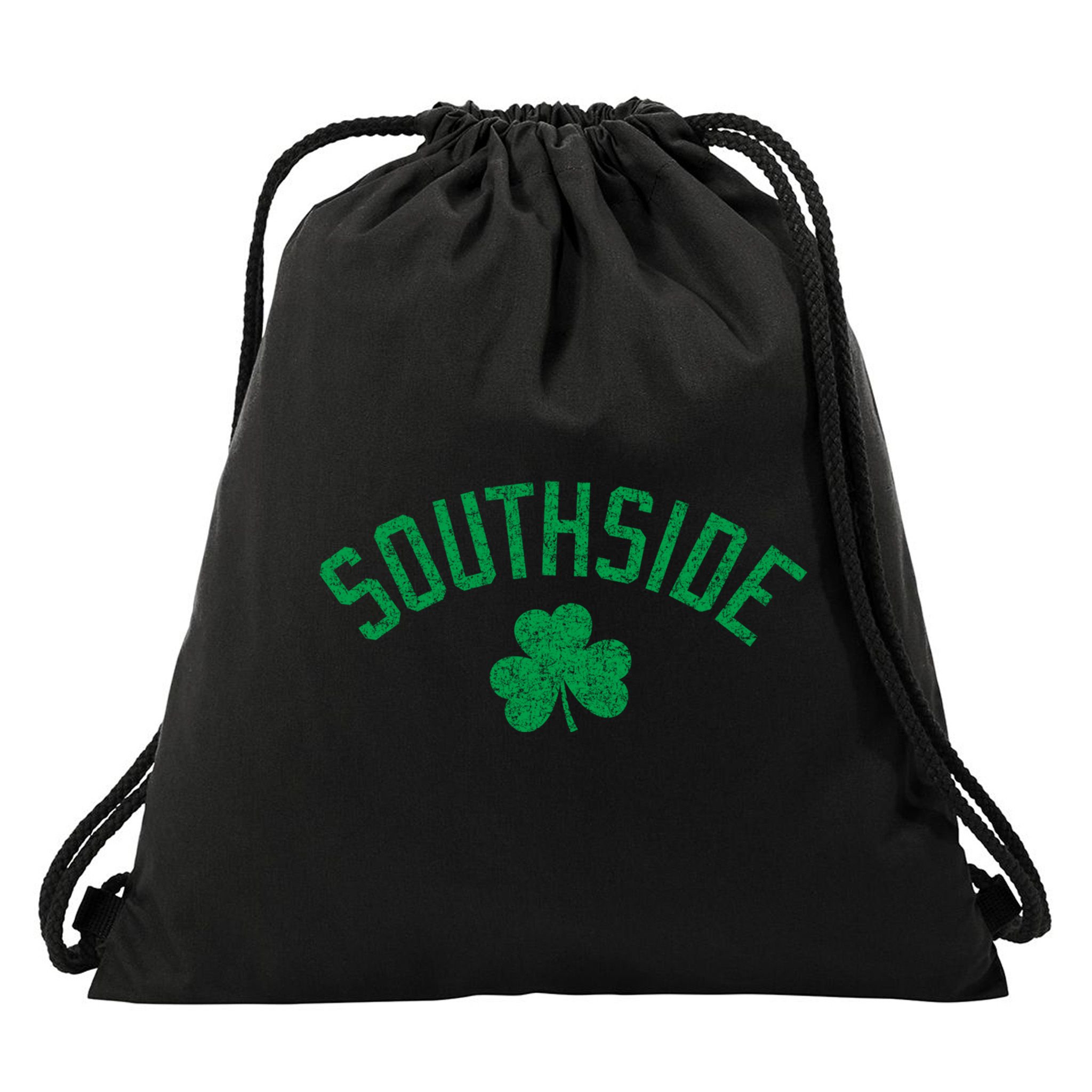 Southside Chicago Irish Shamrock Distressed Green Print Funny Gift Drawstring Bag