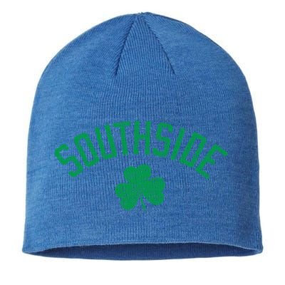Southside Chicago Irish Shamrock Distressed Green Print Funny Gift Sustainable Beanie