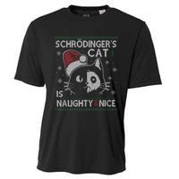 SchröDingerS Cat Is Naughty And Nice Physicist Christmas Cooling Performance Crew T-Shirt