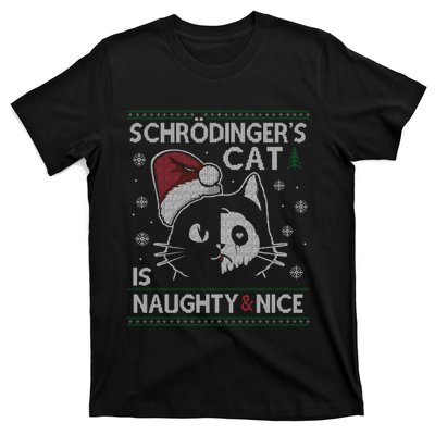 SchröDingerS Cat Is Naughty And Nice Physicist Christmas T-Shirt