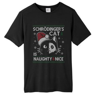 SchröDingerS Cat Is Naughty And Nice Physicist Christmas Tall Fusion ChromaSoft Performance T-Shirt