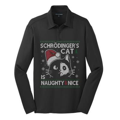 SchröDingerS Cat Is Naughty And Nice Physicist Christmas Silk Touch Performance Long Sleeve Polo