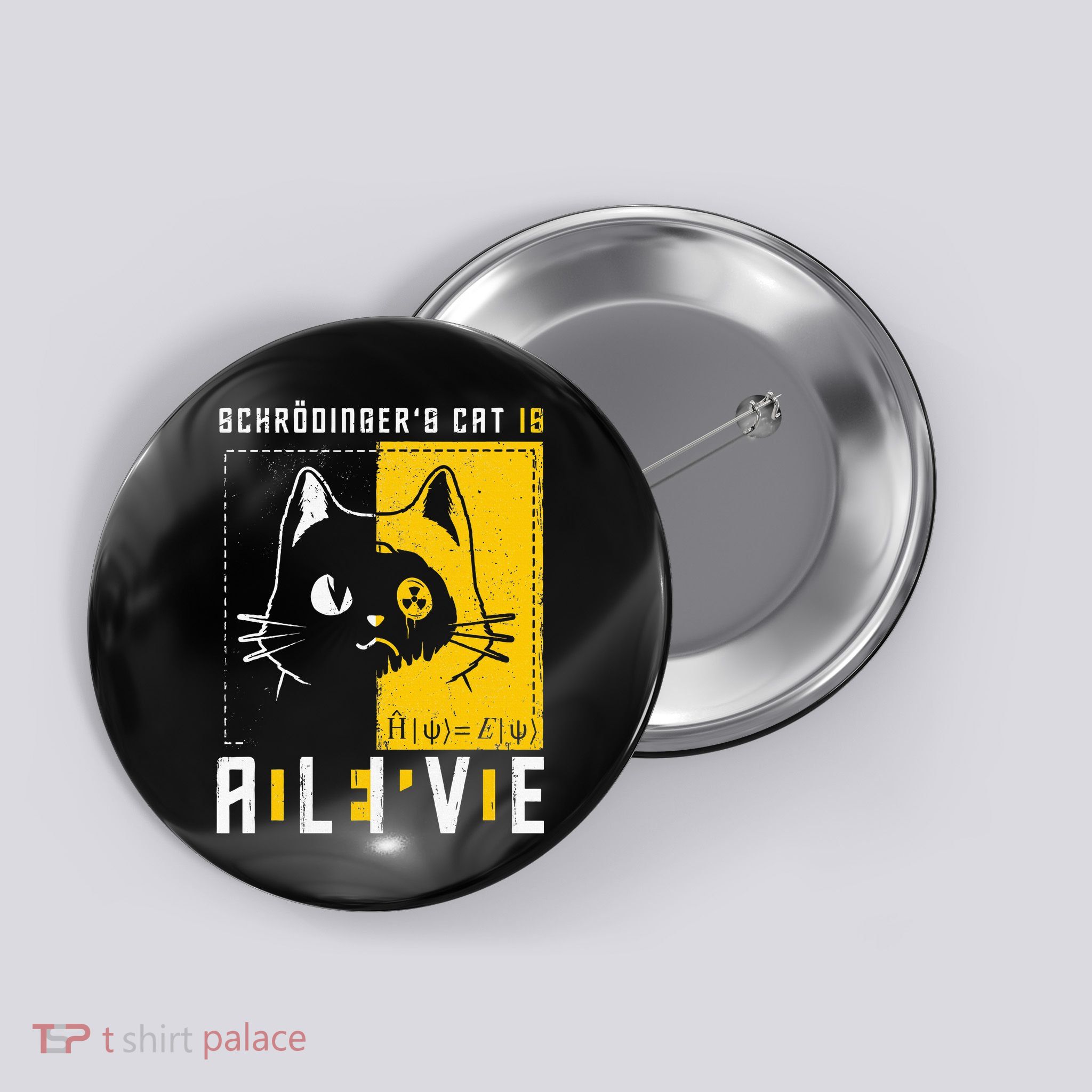 SchrodingerS Cat Is Dead And Alive Quantum Physics Button