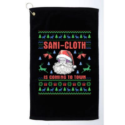 Sani Cloth Is Coming To Town Retro Santa Christmas Nurse Rn Gift Platinum Collection Golf Towel