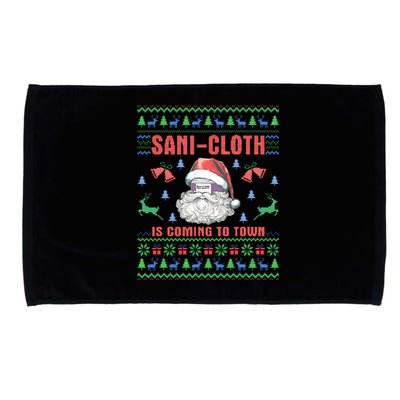 Sani Cloth Is Coming To Town Retro Santa Christmas Nurse Rn Gift Microfiber Hand Towel