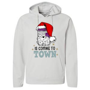 Sani Cloth Is Coming To Town Funny Nurse Christmas Performance Fleece Hoodie