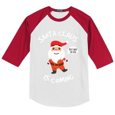 Santa Claus Is Coming Christmas Kids Colorblock Raglan Jersey