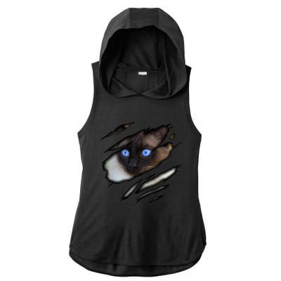 Siamese Cat In Me Design Cadesign Purebred Cat Gift Ladies PosiCharge Tri-Blend Wicking Draft Hoodie Tank