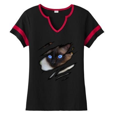 Siamese Cat In Me Design Cadesign Purebred Cat Gift Ladies Halftime Notch Neck Tee