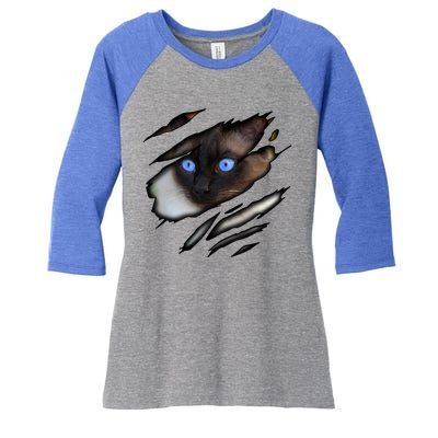 Siamese Cat In Me Design Cadesign Purebred Cat Gift Women's Tri-Blend 3/4-Sleeve Raglan Shirt