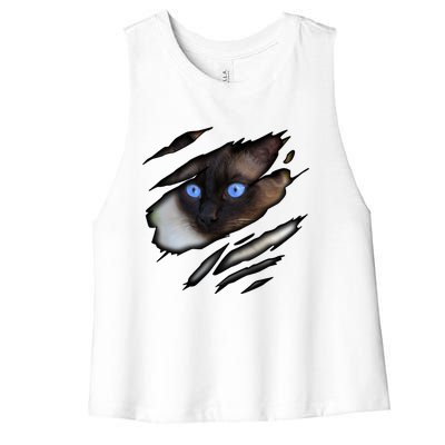 Siamese Cat In Me Design Cadesign Purebred Cat Gift Women's Racerback Cropped Tank