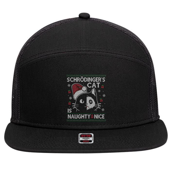 SchröDingerS Cat Is Naughty And Nice Physicist Christmas Cute Gift 7 Panel Mesh Trucker Snapback Hat