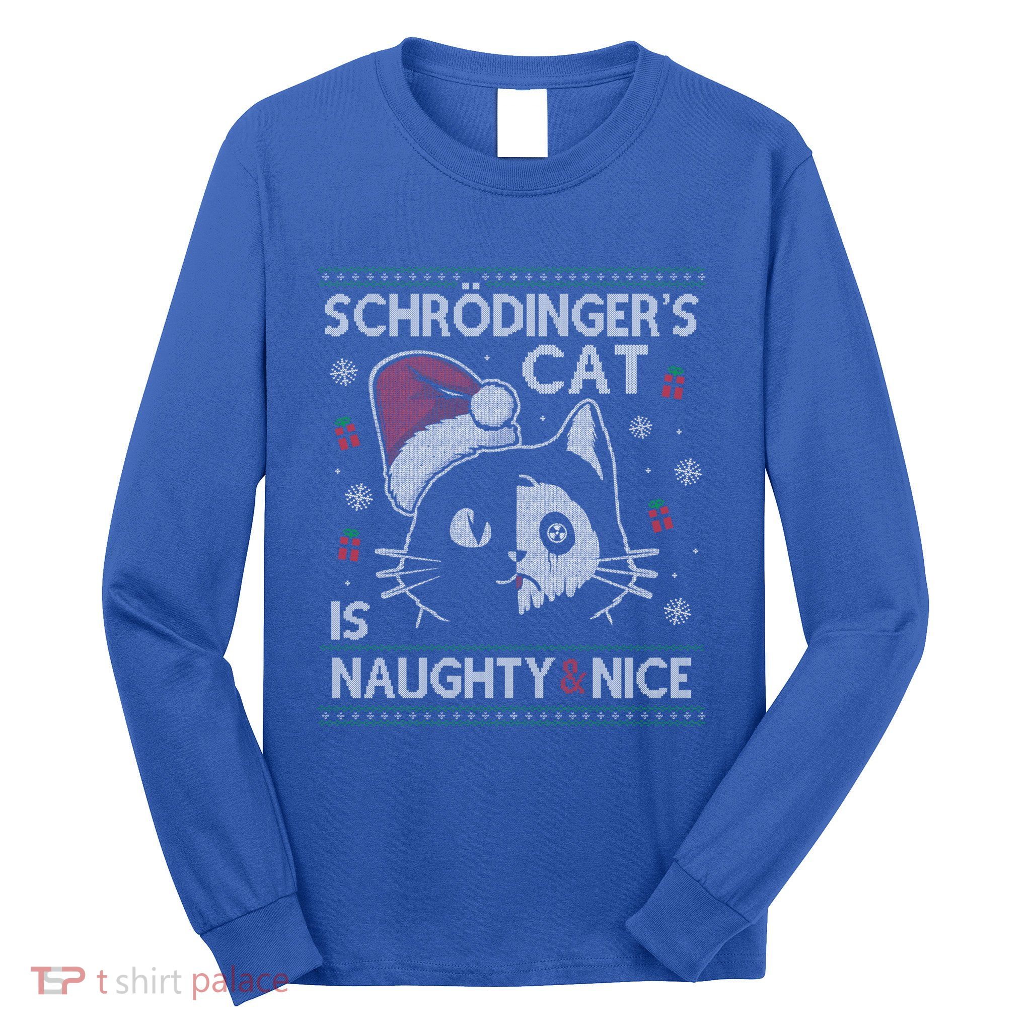 SchröDingerS Cat Is Naughty And Nice Physicist Christmas Cute Gift Long Sleeve Shirt