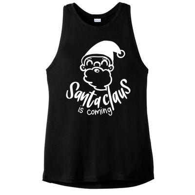 Santa Claus Is Coming Christmas Pajamas Gift Ladies PosiCharge Tri-Blend Wicking Tank