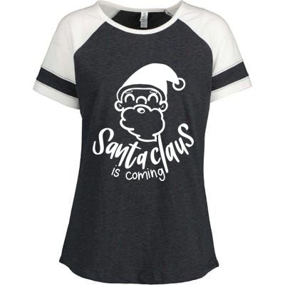 Santa Claus Is Coming Christmas Pajamas Gift Enza Ladies Jersey Colorblock Tee