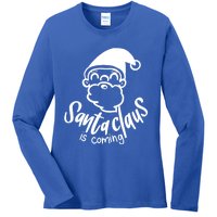 Santa Claus Is Coming Christmas Pajamas Gift Ladies Long Sleeve Shirt