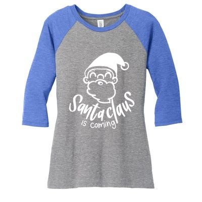 Santa Claus Is Coming Christmas Pajamas Gift Women's Tri-Blend 3/4-Sleeve Raglan Shirt