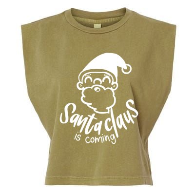 Santa Claus Is Coming Christmas Pajamas Gift Garment-Dyed Women's Muscle Tee