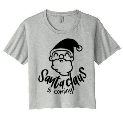 Santa Claus Is Coming Christmas Pajamas Gift Women's Crop Top Tee