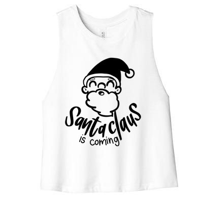 Santa Claus Is Coming Christmas Pajamas Gift Women's Racerback Cropped Tank