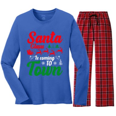 Santa Claus Is Coming Funny Christmas Xmas Meaningful Gift Women's Long Sleeve Flannel Pajama Set 