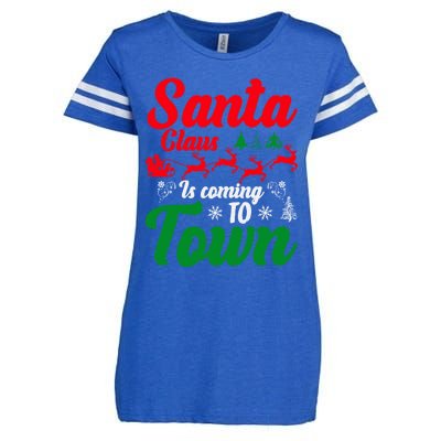 Santa Claus Is Coming Funny Christmas Xmas Meaningful Gift Enza Ladies Jersey Football T-Shirt